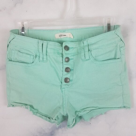 Turquoise Chello Cut Off Jeans Shorts - Picture 4 of 5